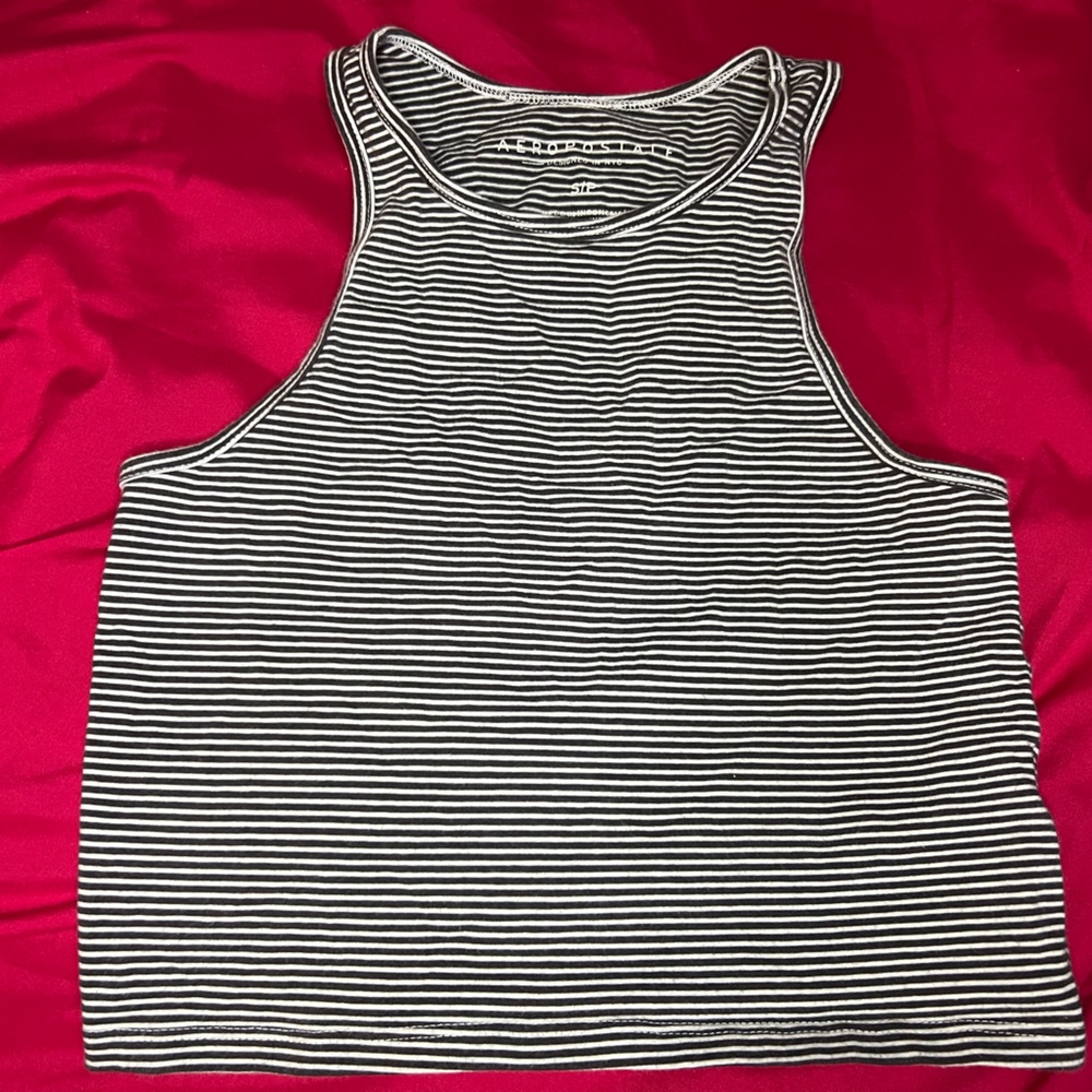 Aeropostale black and white cropped halter top